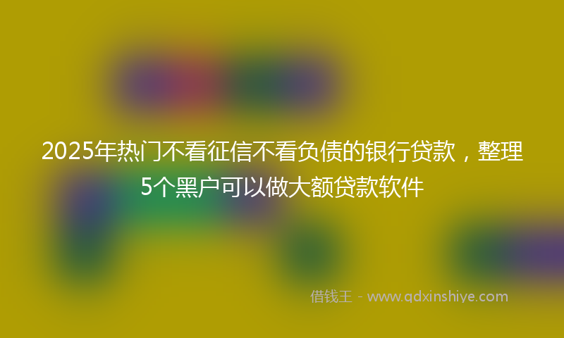 2025年热门不看征信不看负债的银行贷款，整理5个黑户可以做大额贷款软件