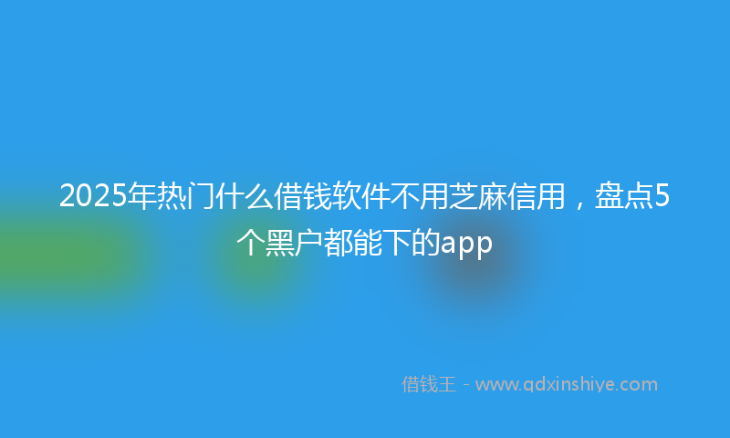 2025年热门什么借钱软件不用芝麻信用，盘点5个黑户都能下的app