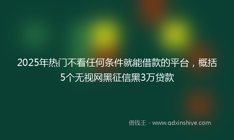 2025年热门不看任何条件就能借款的平台，概括5个无视网黑征信黑3万贷款
