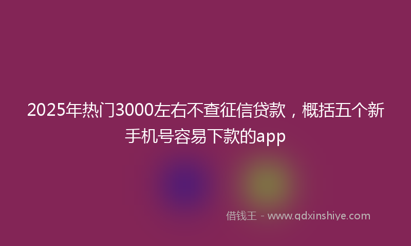 2025年热门3000左右不查征信贷款，概括五个新手机号容易下款的app