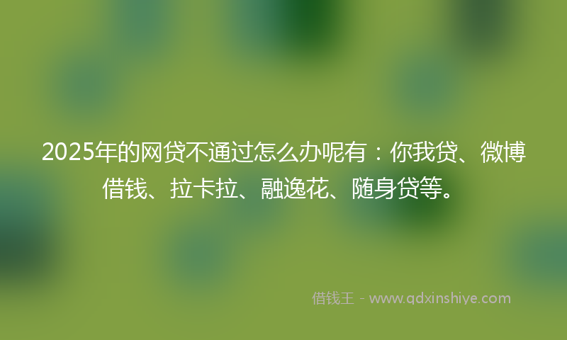 2025年的网贷不通过怎么办呢有：你我贷、微博借钱、拉卡拉、融逸花、随身贷等。
