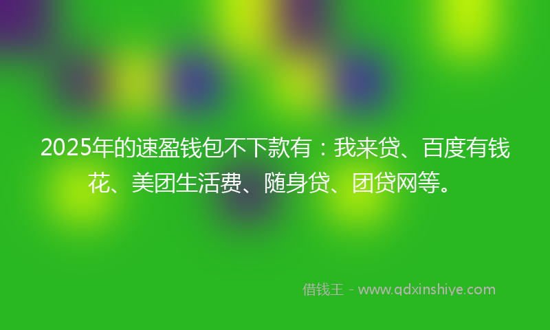 2025年的速盈钱包不下款有：我来贷、百度有钱花、美团生活费、随身贷、团贷网等。