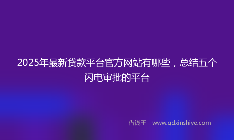 2025年最新贷款平台官方网站有哪些，总结五个闪电审批的平台
