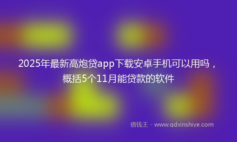 2025年最新高炮贷app下载安卓手机可以用吗，概括5个11月能贷款的软件