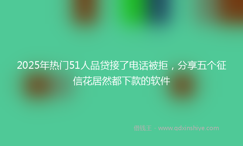 2025年热门51人品贷接了电话被拒，分享五个征信花居然都下款的软件
