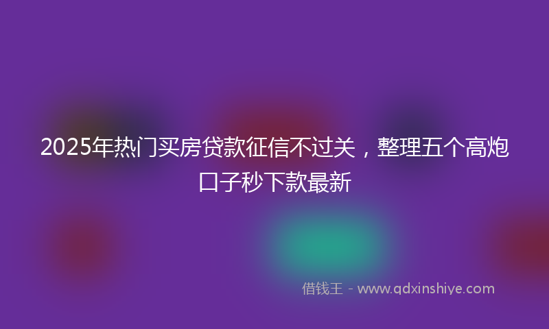 2025年热门买房贷款征信不过关，整理五个高炮口子秒下款最新