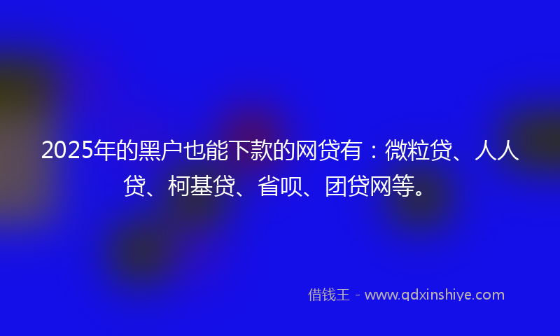 2025年的黑户也能下款的网贷有：微粒贷、人人贷、柯基贷、省呗、团贷网等。