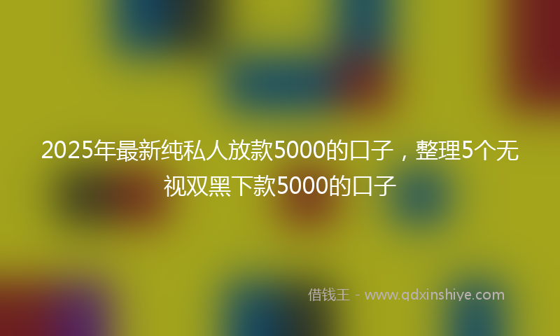 2025年最新纯私人放款5000的口子，整理5个无视双黑下款5000的口子