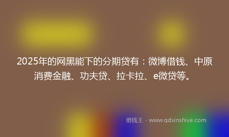 2025年的网黑能下的分期贷有：微博借钱、中原消费金融、功夫贷、拉卡拉、e微贷等。