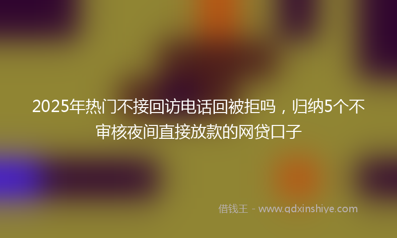 2025年热门不接回访电话回被拒吗，归纳5个不审核夜间直接放款的网贷口子