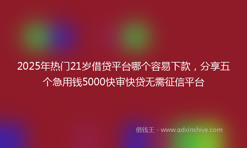 2025年热门21岁借贷平台哪个容易下款，分享五个急用钱5000快审快贷无需征信平台