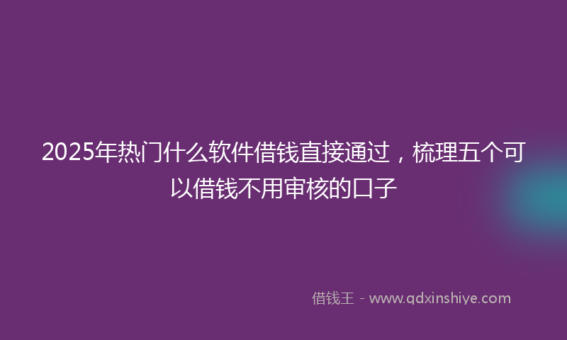 2025年热门什么软件借钱直接通过，梳理五个可以借钱不用审核的口子