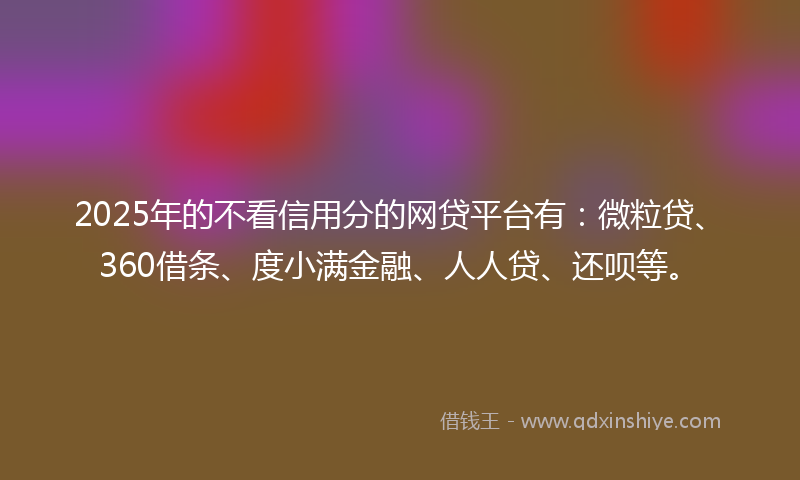 2025年的不看信用分的网贷平台有：微粒贷、360借条、度小满金融、人人贷、还呗等。