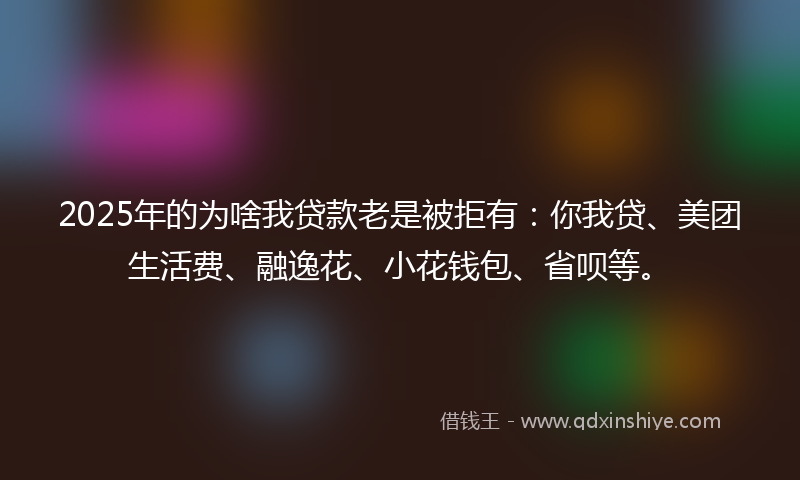 2025年的为啥我贷款老是被拒有：你我贷、美团生活费、融逸花、小花钱包、省呗等。
