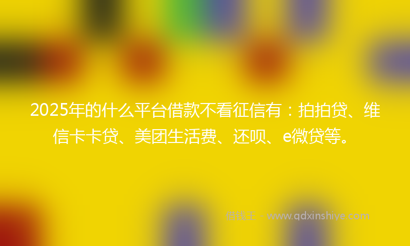 2025年的什么平台借款不看征信有：拍拍贷、维信卡卡贷、美团生活费、还呗、e微贷等。