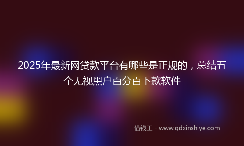 2025年最新网贷款平台有哪些是正规的，总结五个无视黑户百分百下款软件
