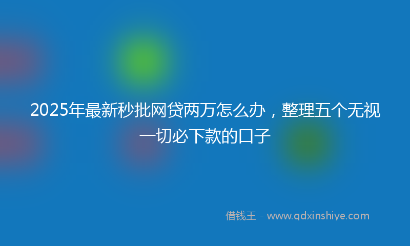 2025年最新秒批网贷两万怎么办，整理五个无视一切必下款的口子