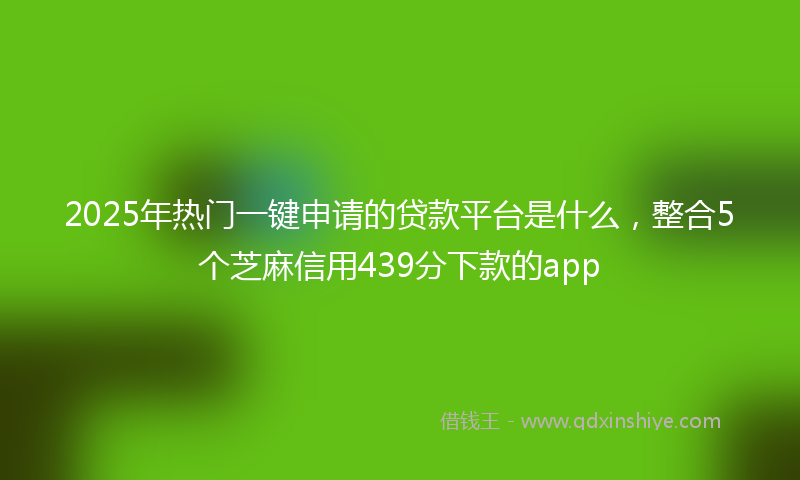 2025年热门一键申请的贷款平台是什么，整合5个芝麻信用439分下款的app