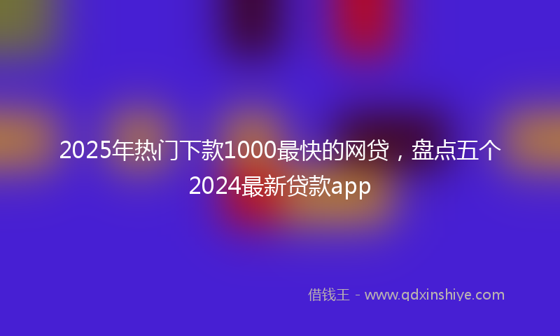 2025年热门下款1000最快的网贷，盘点五个2024最新贷款app