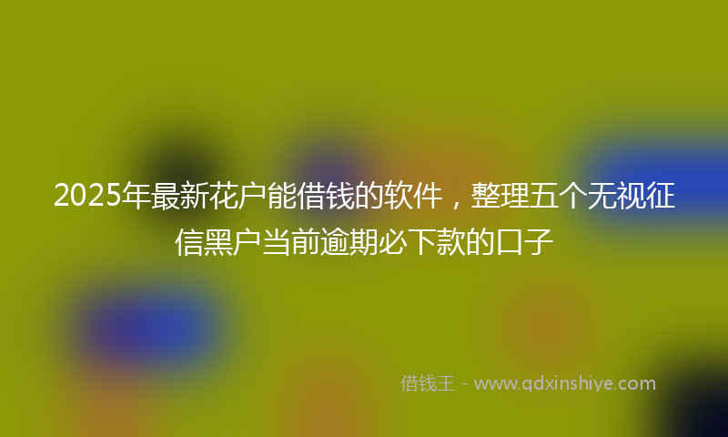 2025年最新花户能借钱的软件，整理五个无视征信黑户当前逾期必下款的口子