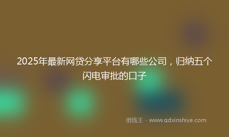 2025年最新网贷分享平台有哪些公司，归纳五个闪电审批的口子
