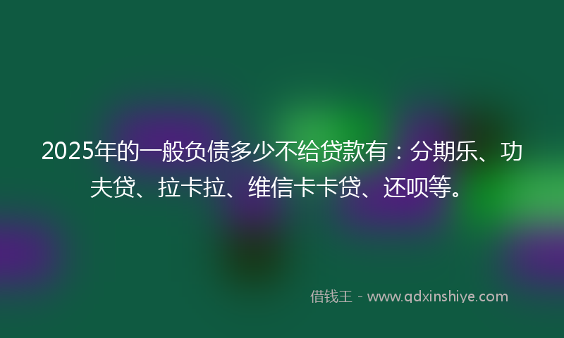 2025年的一般负债多少不给贷款有：分期乐、功夫贷、拉卡拉、维信卡卡贷、还呗等。