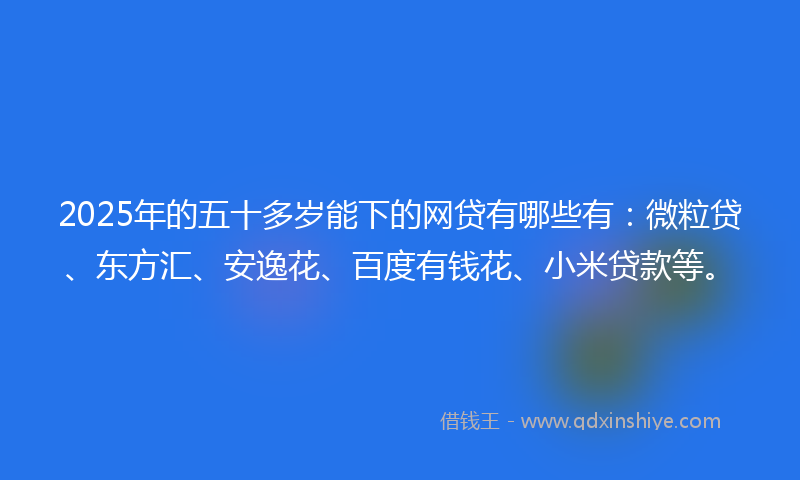 2025年的五十多岁能下的网贷有哪些有：微粒贷、东方汇、安逸花、百度有钱花、小米贷款等。