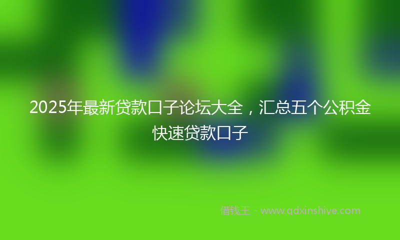 2025年最新贷款口子论坛大全，汇总五个公积金快速贷款口子