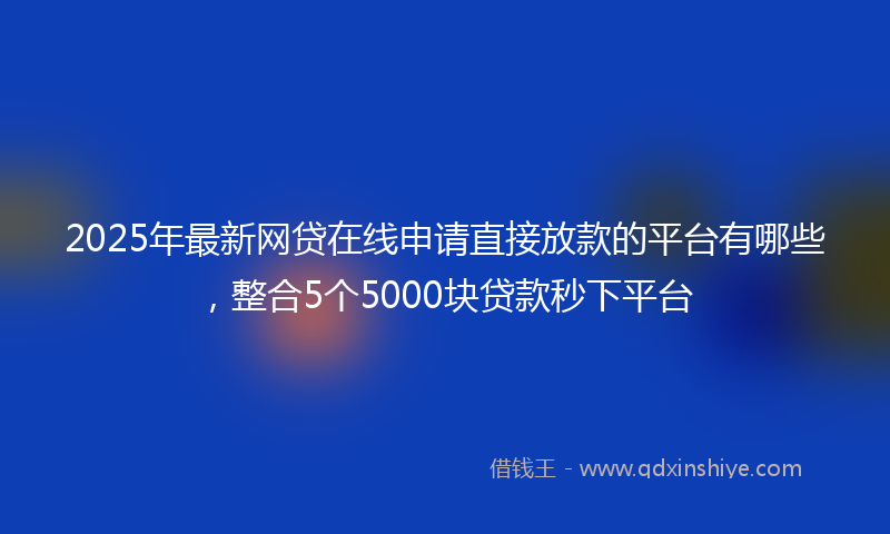 2025年最新网贷在线申请直接放款的平台有哪些，整合5个5000块贷款秒下平台
