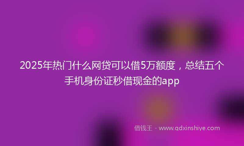 2025年热门什么网贷可以借5万额度，总结五个手机身份证秒借现金的app
