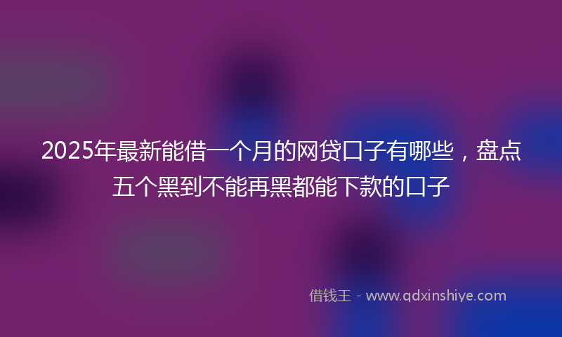 2025年最新能借一个月的网贷口子有哪些，盘点五个黑到不能再黑都能下款的口子