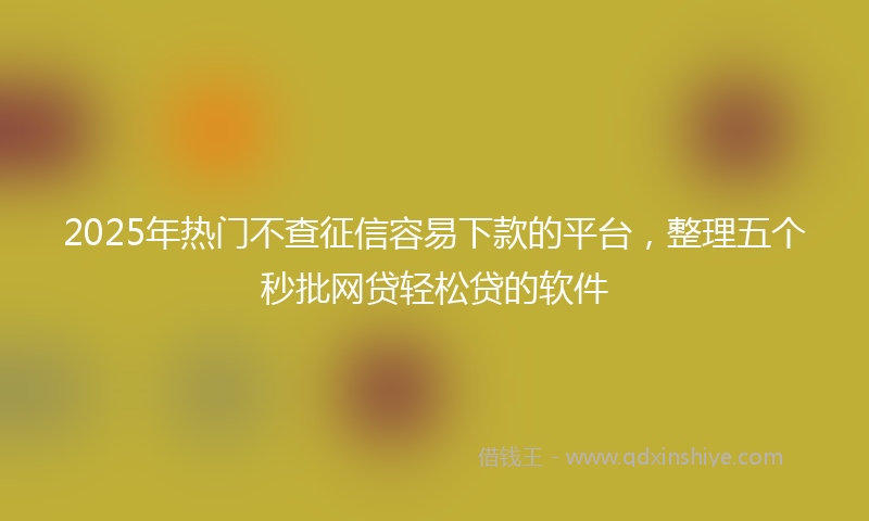 2025年热门不查征信容易下款的平台，整理五个秒批网贷轻松贷的软件