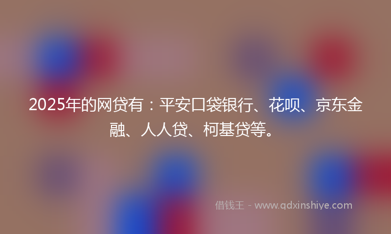 2025年的网贷有：平安口袋银行、花呗、京东金融、人人贷、柯基贷等。