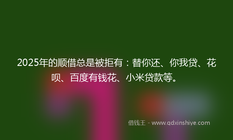 2025年的顺借总是被拒有：替你还、你我贷、花呗、百度有钱花、小米贷款等。