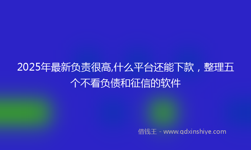 2025年最新负责很高,什么平台还能下款，整理五个不看负债和征信的软件