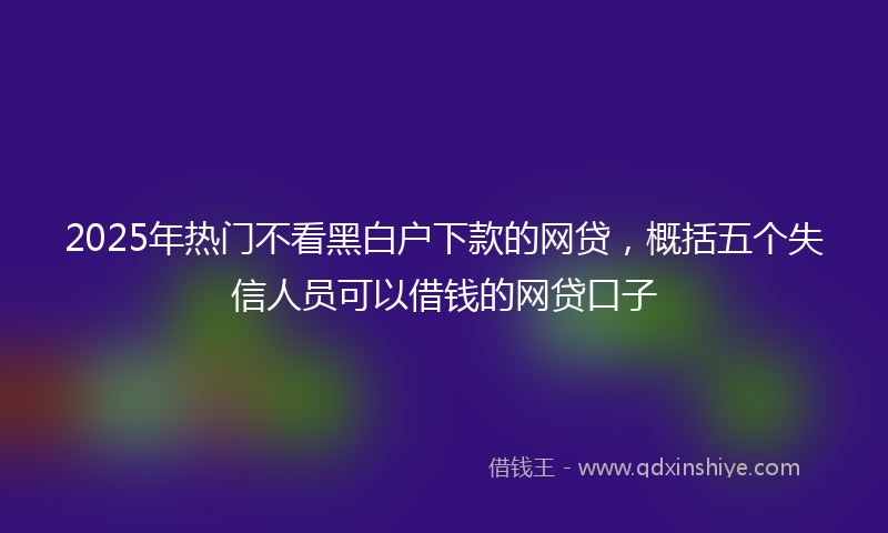 2025年热门不看黑白户下款的网贷，概括五个失信人员可以借钱的网贷口子