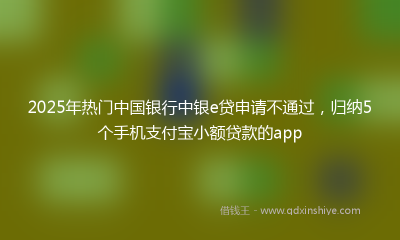 2025年热门中国银行中银e贷申请不通过，归纳5个手机支付宝小额贷款的app