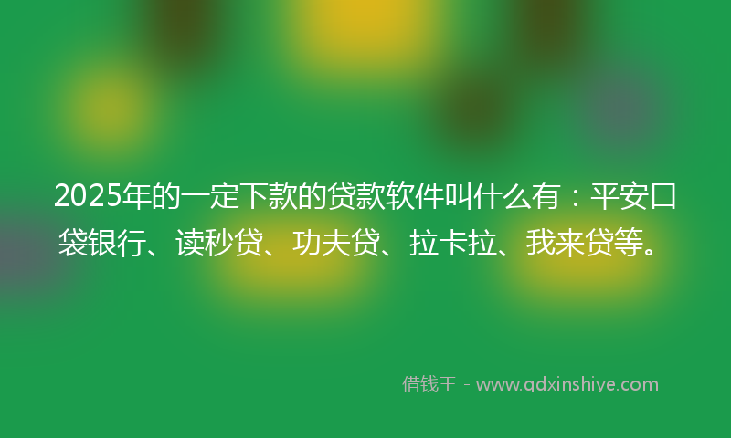 2025年的一定下款的贷款软件叫什么有：平安口袋银行、读秒贷、功夫贷、拉卡拉、我来贷等。