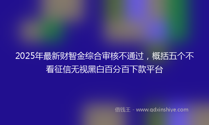 2025年最新财智金综合审核不通过，概括五个不看征信无视黑白百分百下款平台