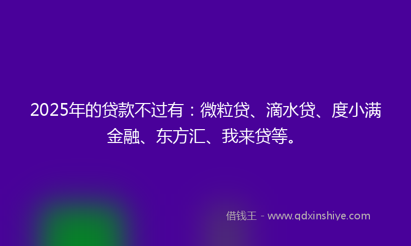 2025年的贷款不过有：微粒贷、滴水贷、度小满金融、东方汇、我来贷等。