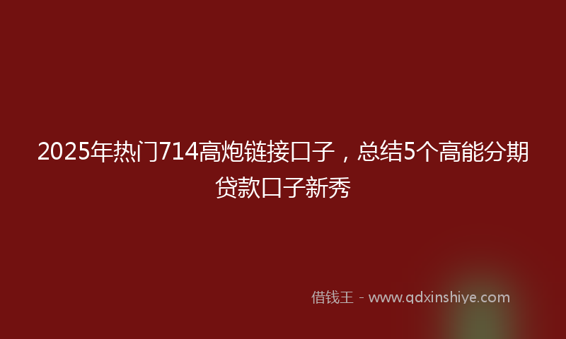 2025年热门714高炮链接口子，总结5个高能分期贷款口子新秀