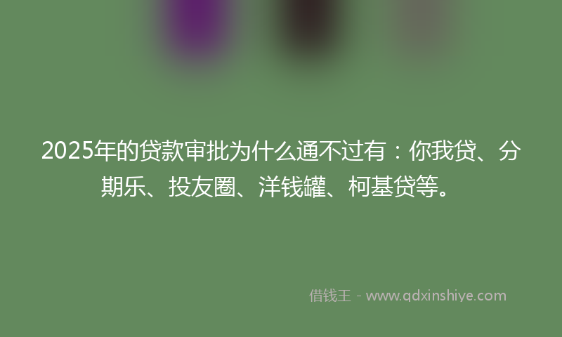 2025年的贷款审批为什么通不过有：你我贷、分期乐、投友圈、洋钱罐、柯基贷等。