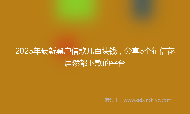 2025年最新黑户借款几百块钱，分享5个征信花居然都下款的平台