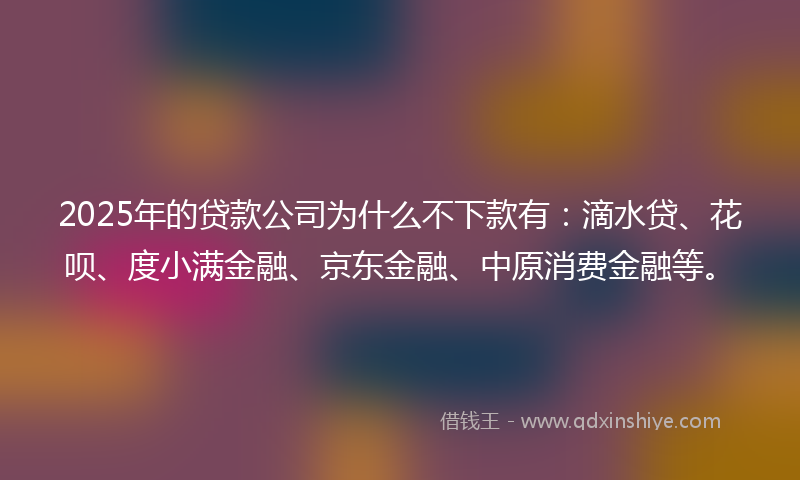 2025年的贷款公司为什么不下款有：滴水贷、花呗、度小满金融、京东金融、中原消费金融等。
