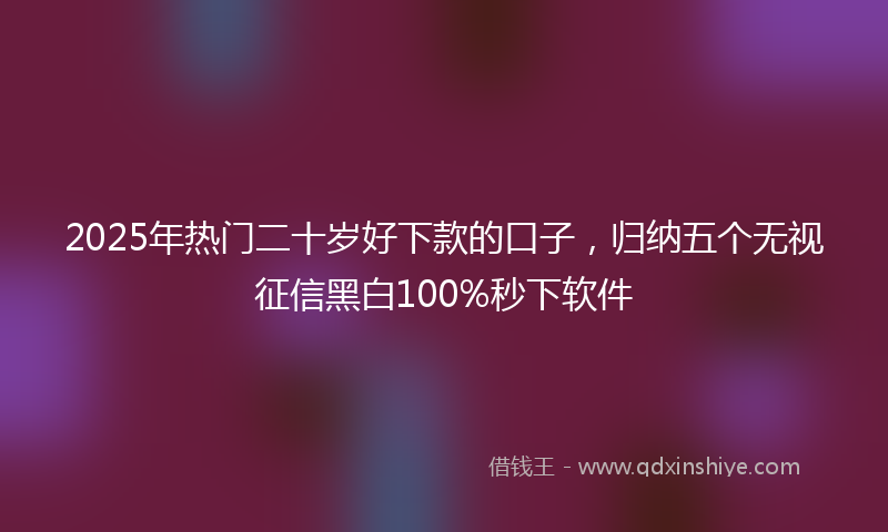 2025年热门二十岁好下款的口子，归纳五个无视征信黑白100%秒下软件