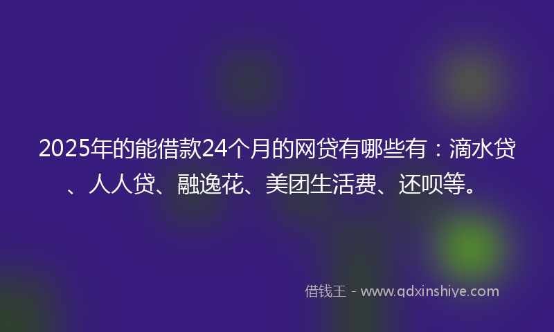 2025年的能借款24个月的网贷有哪些有：滴水贷、人人贷、融逸花、美团生活费、还呗等。