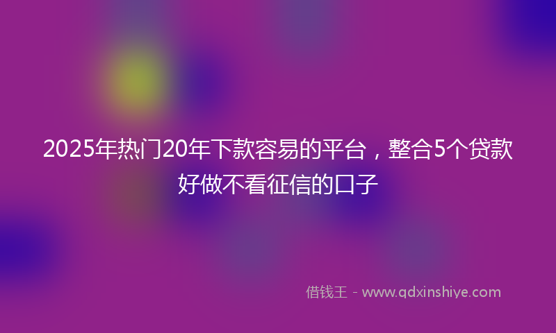 2025年热门20年下款容易的平台，整合5个贷款好做不看征信的口子