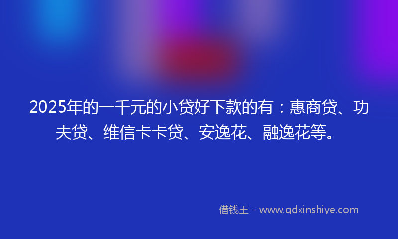 2025年的一千元的小贷好下款的有：惠商贷、功夫贷、维信卡卡贷、安逸花、融逸花等。