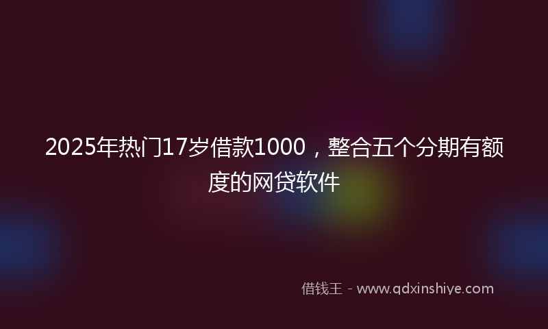 2025年热门17岁借款1000，整合五个分期有额度的网贷软件
