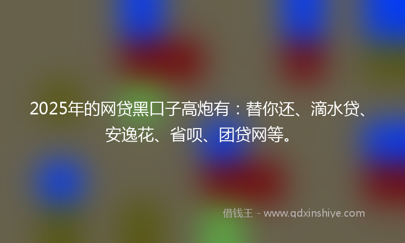 2025年的网贷黑口子高炮有：替你还、滴水贷、安逸花、省呗、团贷网等。